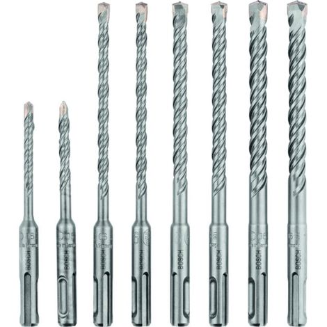 Bosch – Forets marteau SDS plus pour béton – Lot de 8 pièces – Diamètres 5-10 mm – Longueurs de travail 50-100 mm – Pointe Activteq pour coupe précise (1/5)