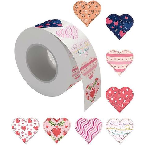 500 Stück Herzaufkleber, 8 Designs, Siegeletiketten für Valentinstagsdekoration, DIY-Geschenketiketten, Versiegelungsaufkleber (1/5)