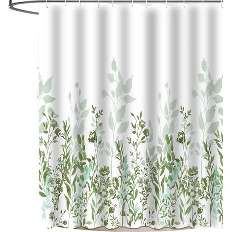 Rideau De Douche - 180x180 Cm - Motif Fleurs - Polyester Imperméable - Avec 12 Crochets - 1 Unidad (1/5)
