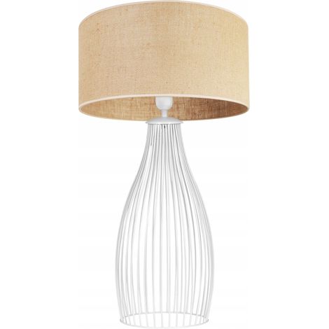 LÁMPARA DE MESA DE DORMITORIO PANTALLA DE TUBO DE YUTE (1/5)