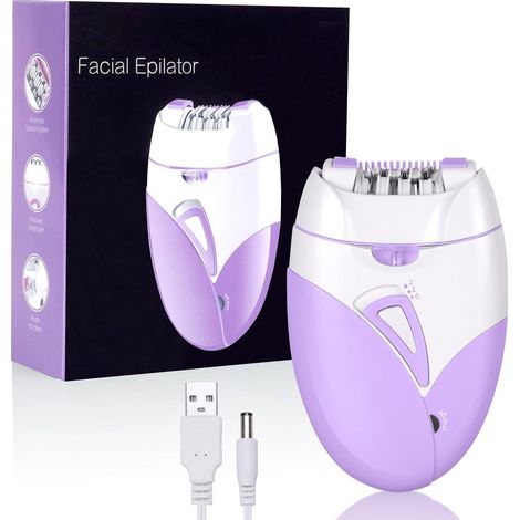 Épilateur Électrique Femme, Tête De Rasage Et Tondeuse, Épilateur Facial et épilation du Corps, Mini-épilateur pour Visage, Les aisselles, Le Bikini et Les Jambes,USB,Violet (1/5)