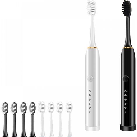 Brosse à dents électrique rechargeable, lot de 2, avec 6 têtes, ZQKLA-AquaForge (1/5)