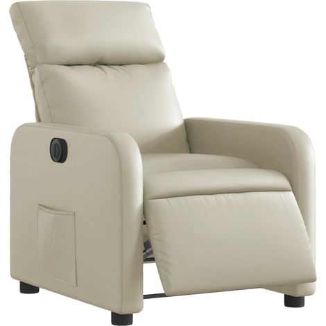 Poltrona relax TV con comodissima funzione reclinabile elettrica in PVC crema DEC028266