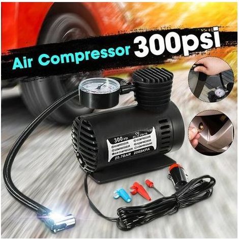 Compresseur d'Air Portable 12V 300 PSI – Pompe à Pneus Électrique Automatique pour Voiture, Moto, Vélo et Ballons de Sport (1/3)