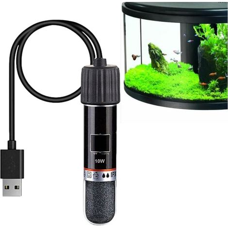 Mini calentador de acuario con termostato de 10 W, recargable por USB, para calentar acuarios y acuarios pequeños. Herramienta de calefacción que ahorra espacio. (1/5)