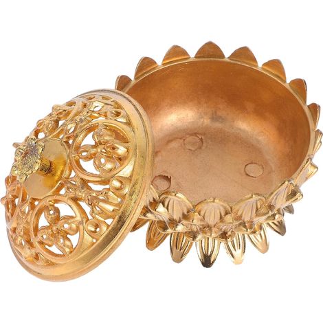 Vintage Lotus Flower Gold Zinc Alloy Perfume Burner, Easy to Maintain, for Elegant Decoration of Living Spaces and Contemplation (1/5)