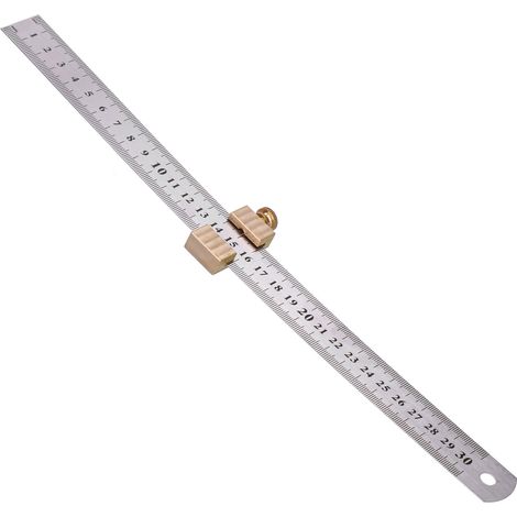 Règle de menuiserie en acier inoxydable, jauge à tracer en laiton, bloc de positionnement, outil de mesure précis pour atelier (1/5)