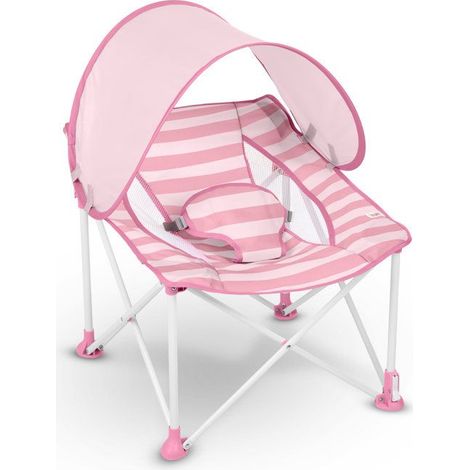 BRIGHT STARS Transat bebé pieghevole Rosa Pop 'N Chill, parasole SPF +50 e borsa di trasporto inclusa