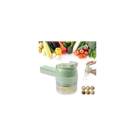 Set tritatutto elettrico portatile 4 in 1, frullatore da cucina multifunzionale senza fili con spazzola per la pulizia e frusta, mini tritatutto ricaricabile tramite USB, ideale per tritare aglio, pep