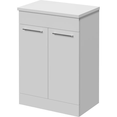 Napoli 390 Gloss White 600mm 2 Door Vanity Unit for Countertop Basins - 600mm - Chrome 160mm Handle