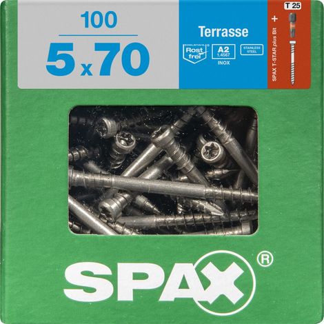 Spax Terrassenschrauben 5.0 x 70 mm TX 25 - 100 Stk. Schrauben & Dübel