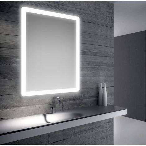 Specchio da bagno retroilluminato a led su tutto il perimetro 80x60 cm  Specchio con luce