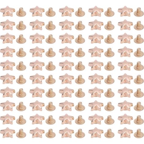 50pcs en cuir Rivets Vis Set, 10 mm Kit de vis de pH de 4 mm de rivet étoile à cinq points pour la reliure en cuircraft (Gold) (1/5)