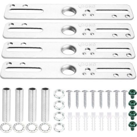 Kit de fixation pour plafonnier 4 pouces, 4 pièces, barre transversale universelle pour lustres et appliques murales, argent (1/3)