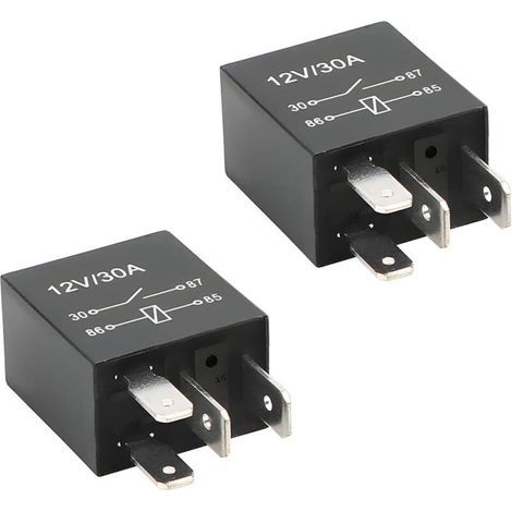 2 pezzi Relè per auto da 12V 4 pin 30 Amp, relè standard SPDT multiuso per impieghi gravosi a 4 pin, interruttore di potenza a relè contattore, interruttori e avviatori per auto (1/5)