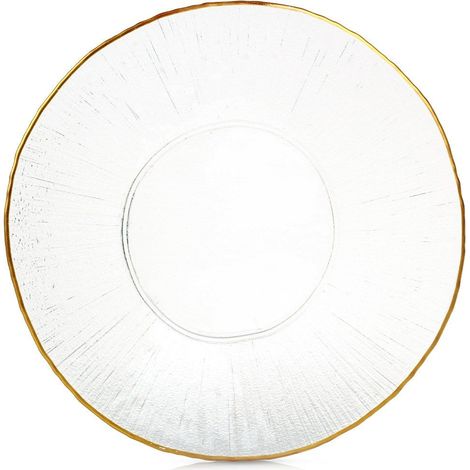 Speiseteller, flaches Glas, goldene Platte, 30 cm (1/5)