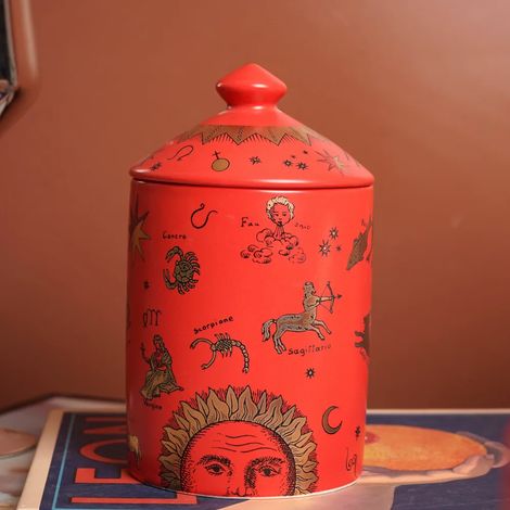 Pot à bougie parfumée en céramique avec couvercle peut également servir de boîte à bijoux, de bougeoir ou de récipient pour fruits secs.