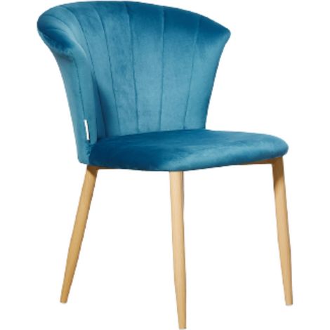 Ensemble de 1/2/4 Chaise de Salle à Manger Rembourrée en Velours Elsa Simple - Bleu (1/5)