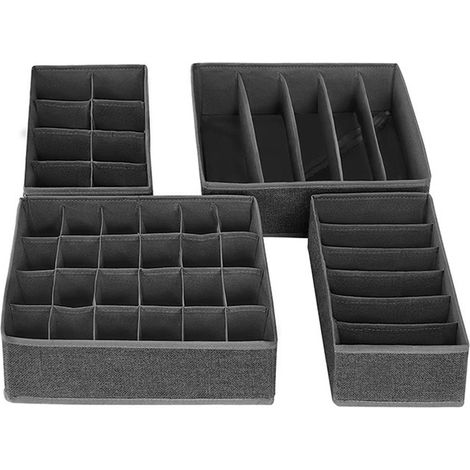 4 Organisateurs tiroir, pliables, tissu non tissé, sous-vêtements, chaussettes, placard (1/5)