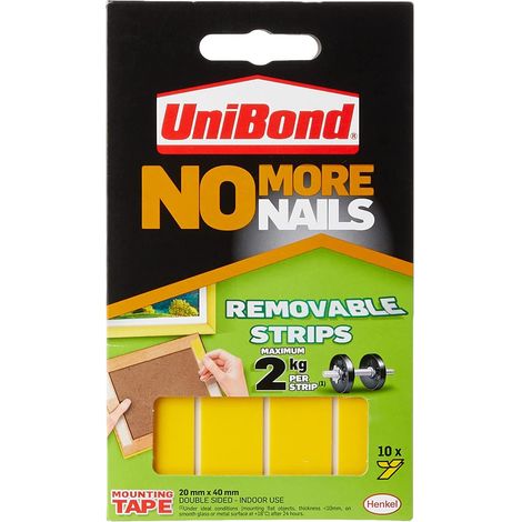 Unibond 600693 - Non più chiodi striscia ultra-forte traslucida rimovibile - confezione da 10 (1/4)
