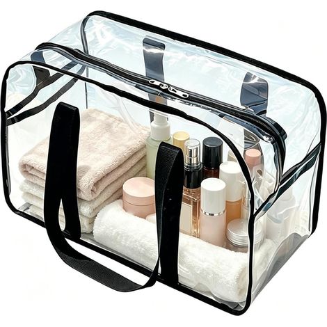 Durchsichtige Stadiontasche Wasserdichter Großer Zusammenklappbarer Durchsichtige Bodybag Geeignet für Make-up, Kleidung, , Packen, Schule, Reisen sowie Umzug, und mehr (1/5)