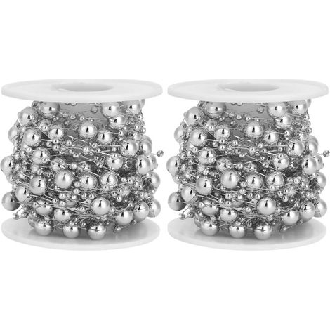 Chaîne de perles en forme d'étoile à cinq branches en ABS, 2 pièces, pour Bouquet de mariée, décoration de noël (rouleau argenté de 10m). (1/5)