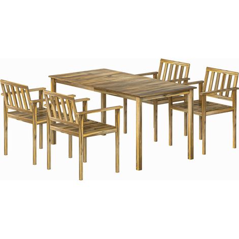 5-teiliges Garten-Set, Tisch und Stühle für 4 Personen, Teakholz