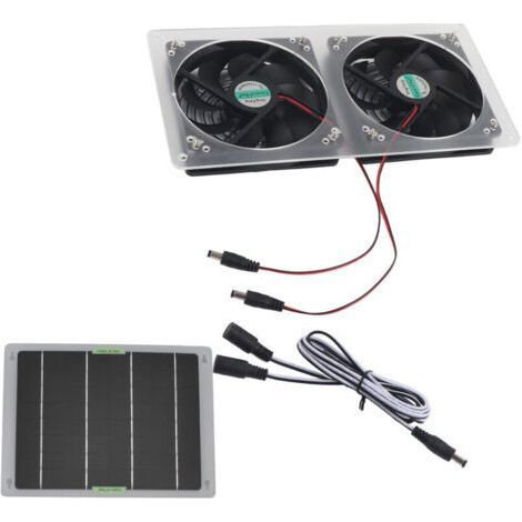 Solar Panel Fan Kit 100W 12V Waterproof Portable Dual Exhaust Fan Solar Panel Set for Home Greenhouse (1/5)
