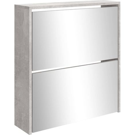 Scarpiera mobiletto portascarpe mobile ingresso/corridoio/soggiorno con specchio 2 livelli 63 x 17 x 67 cm grigio 020021763