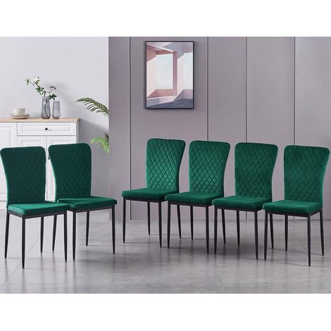 Jymtom – Lot de 6 chaises en velours gris capitonné – Confort ergonomique – Pieds en métal – Charge maximale 100 kg