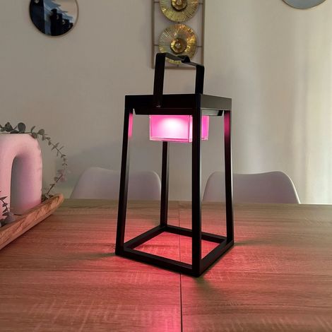 Lanterne LED solaire EVADE, Noire - RGB+CCT - Pilotable avec (1/4)