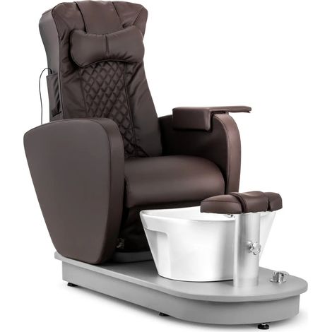 Poltrona pedicure elettrica con pediluvio e 3 funzioni di massaggio 120 watt 200 kg PVC marrone acciaio PU schiuma sintetica ceramica marrone 140008988