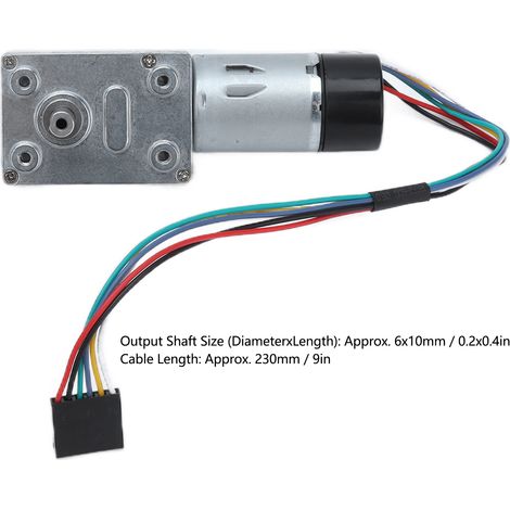JGY‑370 Moteur à engrenage à vis sans fin CC avec encodeur Arbre de sortie biaxial de 14 mm 24 V