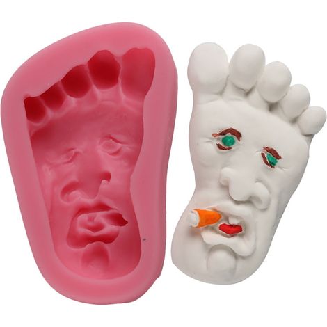 Moule en silicone pour pudding, fondant et gâteau, motif visage pied, outil DIY de pâtisserie et fabrication de savon. (1/5)
