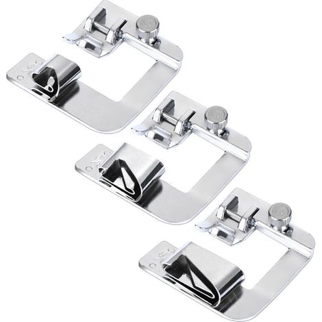 3Pcs Wide Foot Set Hemmer Adjustable Rolled Hem Snap-On Presser For Domestic Sewing Machine Parts Household Patchwork Crochet acessorios Snap On Presser Feet Kit (1/5)
