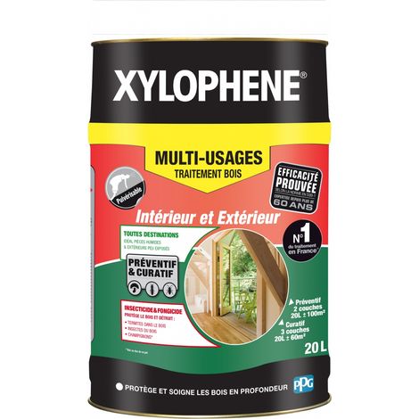 Traitement bois 20L anti-insectes et fongicide – Protection durable pour charpentes et menuiseries int/ext – Application facile par pulvérisation – Xylophene