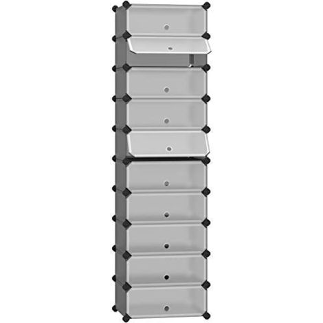 Zapatero/caja para zapatos con 10 compartimentos modulares para guardar zapatos cada compartimento mide 40 x 30 x 17 cm rejilla metálica gris 120003677 (1/4)