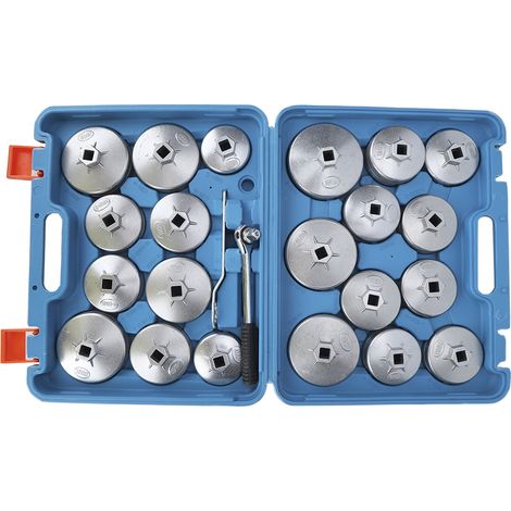 Clé à huile type coupelle 23 pièces, douille démonte filtre, adaptateur extracteur avec clé plate, outillage mécanique auto (1/5)