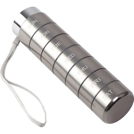 Pilulier de voyage hebdomadaire en métal, empilable et étanche, contenant pour médicaments sur 7 jours (1/5)