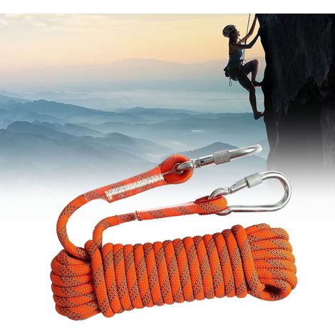 Corde d'escalade 12mm 10m orange bleue pour alpinisme et sécurité en extérieur