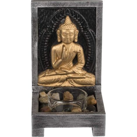 Bougie à Chauffe-Plat en Bois, Bouddha