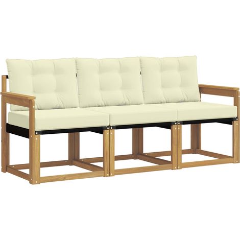 Outdoor Sofa Set with Cushion 3 pcs White and Cream vidaXL