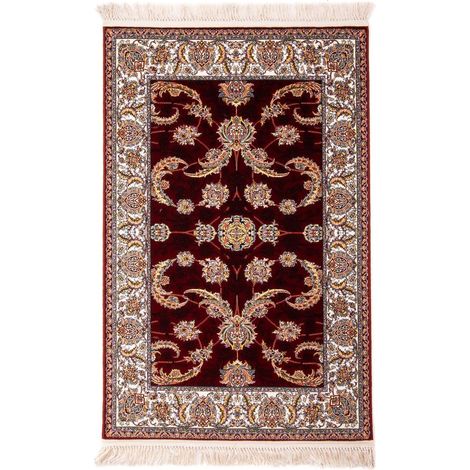 Tapis persan Mahnush  - 150x100cm, Rectangular - 100% Acrylique - Tissé - Rouge foncé