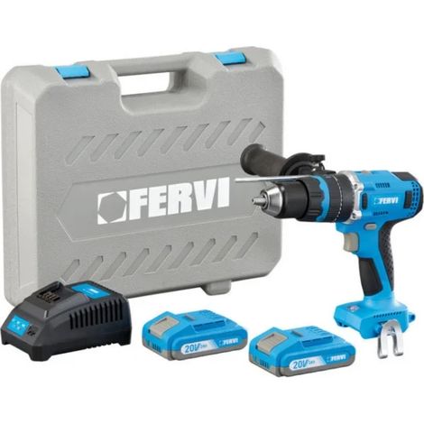 Fervi FB20ID3AB-22B Trapano avvitatore con percussione 20V 13mm con 2 Batterie 2Ah (1/2)