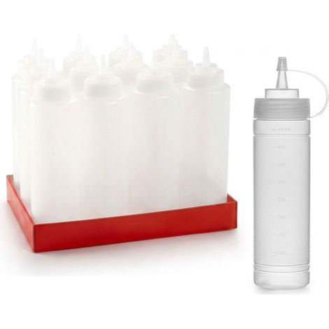 Set 12 Bottiglie Dosatrici 500 ml HEMAX - Flaconi Squeeze Ricaricabili Trasparente (1/4)