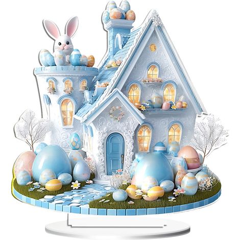 Statue Lapin - Oeuf De Pâques En Acrylique - Décoration De Bureau Et Intérieur - 20 cm - 1 Pièce (1/5)