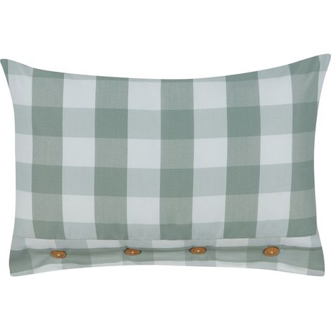 Cojín de algodón a cuadros estilo cottage verde menta 40 x 60 cm Tamnine