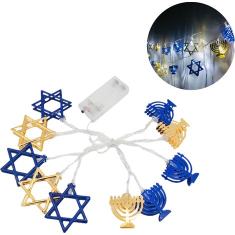 Guirlande lumineuse LED Hanoukka, étoile hexagonale, 3 mètres, 20 LED décoratives (1/5)