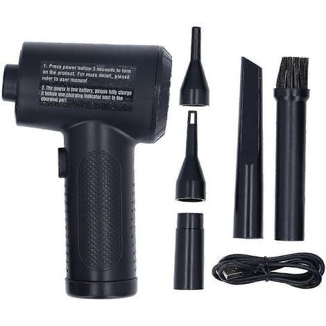 Souffleur d'air comprimé sans fil rechargeable 51 000 tr/min pour PC, nettoyage en profondeur, souffleur à jet sec portable, compatible avec les claviers de voiture intelligents WHBYV (1/4)
