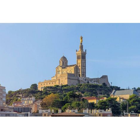 Tableau sur toile Notre-Dame de la Garde Marseille 65x97 cm - Impression sur Toile Murale Décorative - Image imprimée en HD sur Toile - Toile sur Châssis en Bois FSC - Fabriqué en France